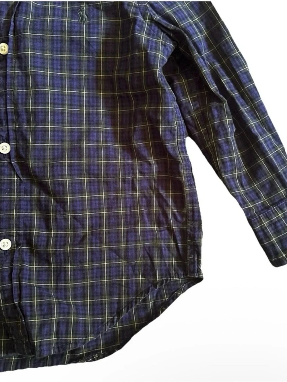 Toddler Boy Ralph Lauren Plaid Blue Green Button Down Shirt Size 2T